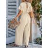 imageCUPSHE Womens Wide Leg Jumpsuits VNeck Batwing Short Sleeve Summer Long Rompe Casual Outfit PocketBeige