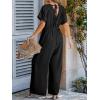 imageCUPSHE Womens Wide Leg Jumpsuits VNeck Batwing Short Sleeve Summer Long Rompe Casual Outfit PocketBlack