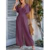 imageCUPSHE Womens Wide Leg Jumpsuits VNeck Batwing Short Sleeve Summer Long Rompe Casual Outfit PocketPurple