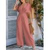 imageCUPSHE Womens Wide Leg Jumpsuits VNeck Batwing Short Sleeve Summer Long Rompe Casual Outfit PocketRust Rose