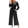 imageCUPSHE Womens One Piece Jumpsuits V Neck Long Lantern Sleeve Overalls Wide Leg Pants High Waist Rompers Vacation OutfitsBlack