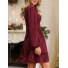 imageCUPSHE Fall Dresses for Women Casual Long Sleeve Ruffle V Neck Smocked A Line Flowy Mini DressRed