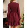 imageCUPSHE Fall Dresses for Women Casual Long Sleeve Ruffle V Neck Smocked A Line Flowy Mini DressRed
