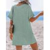 imageCUPSHE Swimsuit Coverup for Women Waffle Knit V Neck Short Sleeve Beach Coverup Dress with PocketsGreen