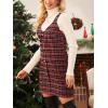 imageCUPSHE Women Fall Dresses for Women Plaid V Neck Sleeveless Wide Straps Holiday Pinafore Mini Overall DressRed