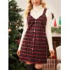 imageCUPSHE Women Fall Dresses for Women Plaid V Neck Sleeveless Wide Straps Holiday Pinafore Mini Overall DressRed