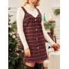 imageCUPSHE Women Fall Dresses for Women Plaid V Neck Sleeveless Wide Straps Holiday Pinafore Mini Overall DressRed