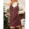 imageCUPSHE Women Fall Dresses for Women Plaid V Neck Sleeveless Wide Straps Holiday Pinafore Mini Overall DressRed