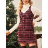 imageCUPSHE Women Fall Dresses for Women Plaid V Neck Sleeveless Wide Straps Holiday Pinafore Mini Overall DressRed