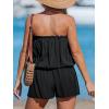 imageCUPSHE Women Swim Cover Ups Romper Strapless Tube Solid Beach CoverupBlack
