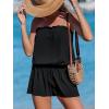 imageCUPSHE Women Swim Cover Ups Romper Strapless Tube Solid Beach CoverupBlack
