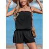 imageCUPSHE Women Swim Cover Ups Romper Strapless Tube Solid Beach CoverupBlack
