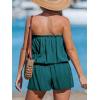 imageCUPSHE Women Swim Cover Ups Romper Strapless Tube Solid Beach CoverupGreen