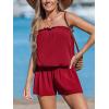 imageCUPSHE Women Swim Cover Ups Romper Strapless Tube Solid Beach CoverupRed