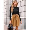 imageCUPSHE Womens Fall Dresses Long Sleeves Round Neck Casual Outfits A Line Work Belted Vacation Mini SundressKhaki