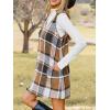 imageCUPSHE Womens Fall Dresses V Neck Plaid Sleeveless Wide Straps Casual Button Pinafore Overall Mini DressKhaki Plaid