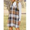 imageCUPSHE Womens Fall Dresses V Neck Plaid Sleeveless Wide Straps Casual Button Pinafore Overall Mini DressKhaki Plaid