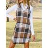 imageCUPSHE Womens Fall Dresses V Neck Plaid Sleeveless Wide Straps Casual Button Pinafore Overall Mini DressKhaki Plaid