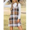 imageCUPSHE Womens Fall Dresses V Neck Plaid Sleeveless Wide Straps Casual Button Pinafore Overall Mini DressKhaki Plaid