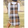 imageCUPSHE Womens Fall Dresses V Neck Plaid Sleeveless Wide Straps Casual Button Pinafore Overall Mini DressKhaki Plaid