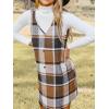 imageCUPSHE Womens Fall Dresses V Neck Plaid Sleeveless Wide Straps Casual Button Pinafore Overall Mini DressKhaki Plaid