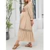 imageCUPSHE Womens Maternity Maxi Dresses Square Neck Smocked Baby Shower Long Sleeve Ruffled Fashion Casual Fall Pregnancy DressBeige