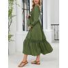imageCUPSHE Womens Maternity Maxi Dresses Square Neck Smocked Baby Shower Long Sleeve Ruffled Fashion Casual Fall Pregnancy DressOlive Green