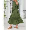 imageCUPSHE Womens Maternity Maxi Dresses Square Neck Smocked Baby Shower Long Sleeve Ruffled Fashion Casual Fall Pregnancy DressOlive Green
