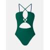 imageCUPSHE Womens One Piece Swimsuit Plunge Neckline Cutout Criss Cross Bathing Suit