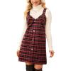 imageCUPSHE Women Fall Dresses for Women Plaid V Neck Sleeveless Wide Straps Holiday Pinafore Mini Overall DressRed