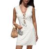imageCUPSHE Women Swimsuit Cover Up V Neck Sleeveless Bathing Suit Coverup Beach Casual Loose Summer Cover Ups DressWhite