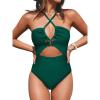imageCUPSHE Womens One Piece Swimsuit Plunge Neckline Cutout Criss Cross Bathing Suit