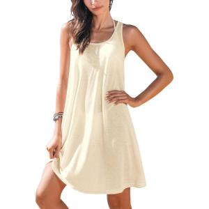 imageCUPSHE Women Swimsuit Coverup Sleeveless Twist Back Beach Cover Up Dress for Swimwear