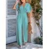 imageCUPSHE One Piece Jumpsuits for Women Casual Summer V Neck Batwing Sleeve Wide Leg Elegant Overalls Sexy Vacation OutfitsGreen