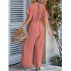 imageCUPSHE One Piece Jumpsuits for Women Casual Summer V Neck Batwing Sleeve Wide Leg Elegant Overalls Sexy Vacation OutfitsRose Red