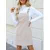 imageCUPSHE Women Corduroy Fall Dresses Front Bib Pocket Square Neck Wide Strap Casual Overall Mini DressApricot