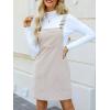 imageCUPSHE Women Corduroy Fall Dresses Front Bib Pocket Square Neck Wide Strap Casual Overall Mini DressApricot