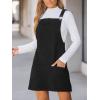 imageCUPSHE Women Corduroy Fall Dresses Front Bib Pocket Square Neck Wide Strap Casual Overall Mini DressBlack