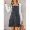 imageCUPSHE Women Corduroy Fall Dresses Front Bib Pocket Square Neck Wide Strap Casual Overall Mini DressGrey