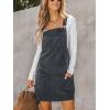 imageCUPSHE Women Corduroy Fall Dresses Front Bib Pocket Square Neck Wide Strap Casual Overall Mini DressGrey