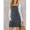 imageCUPSHE Women Corduroy Fall Dresses Front Bib Pocket Square Neck Wide Strap Casual Overall Mini DressGrey