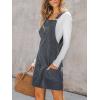 imageCUPSHE Women Corduroy Fall Dresses Front Bib Pocket Square Neck Wide Strap Casual Overall Mini DressGrey