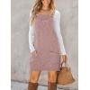 imageCUPSHE Women Corduroy Fall Dresses Front Bib Pocket Square Neck Wide Strap Casual Overall Mini DressLight Purple