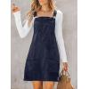 imageCUPSHE Women Corduroy Fall Dresses Front Bib Pocket Square Neck Wide Strap Casual Overall Mini DressNavy