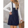 imageCUPSHE Women Corduroy Fall Dresses Front Bib Pocket Square Neck Wide Strap Casual Overall Mini DressNavy