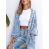 imageCUPSHE Womens Oversized Cardigan Sweater Open Front 2025 Fall Long Sleeve Chunky Knit Button Loose Outwear with PocketsBlue
