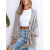 imageCUPSHE Womens Oversized Cardigan Sweater Open Front 2025 Fall Long Sleeve Chunky Knit Button Loose Outwear with PocketsBrown
