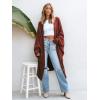 imageCUPSHE Womens Oversized Cardigan Sweater Open Front 2025 Fall Long Sleeve Soft Knit Casual Sweaters OutwearBurgundy Red