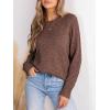 imageCUPSHE Womens Sweaters Casual Long Sleeve Pullover Sweaters Crewneck Soft Knit Jumper TopBrown