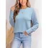 imageCUPSHE Womens Sweaters Casual Long Sleeve Pullover Sweaters Crewneck Soft Knit Jumper TopLight Blue